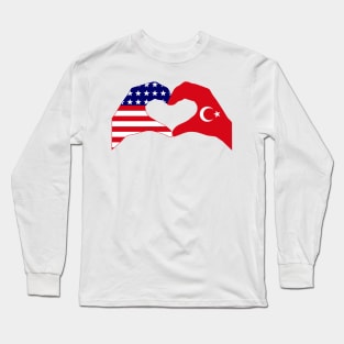 We Heart USA & Turkey Patriot Flag Series Long Sleeve T-Shirt